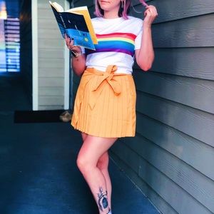 Zaful Yellow Pleated Wrap Skirt